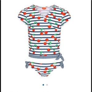 Sunuva Navy Stripe Cherry Wrap Tankini